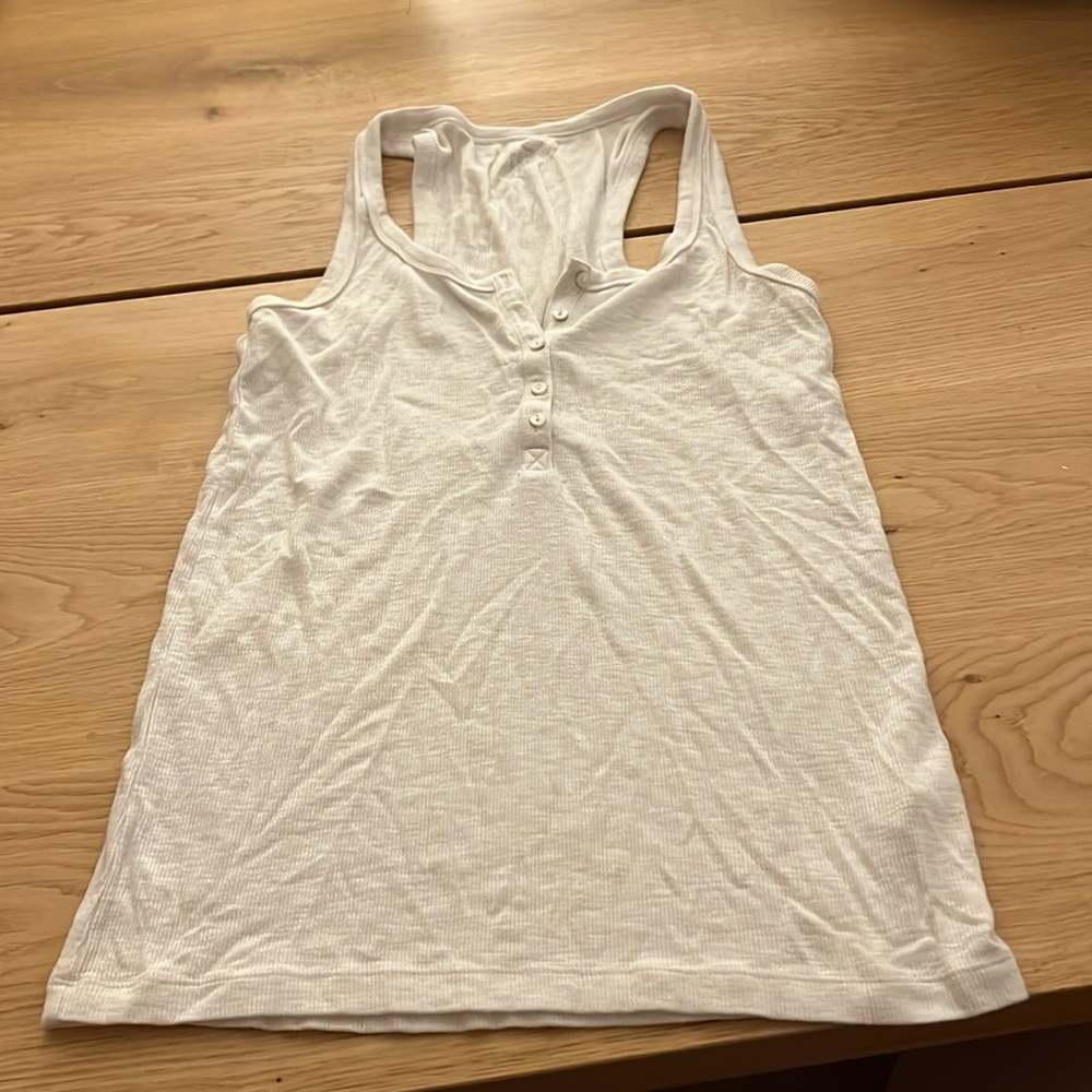 Aerie Ribbed White Tank
